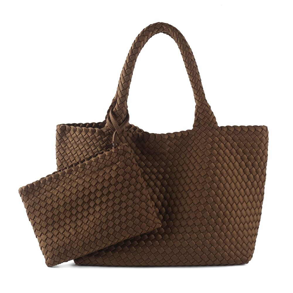 3093 Woven Bag , Large Neoprene Tote Bag Summer Beach Handbag Purse Retro